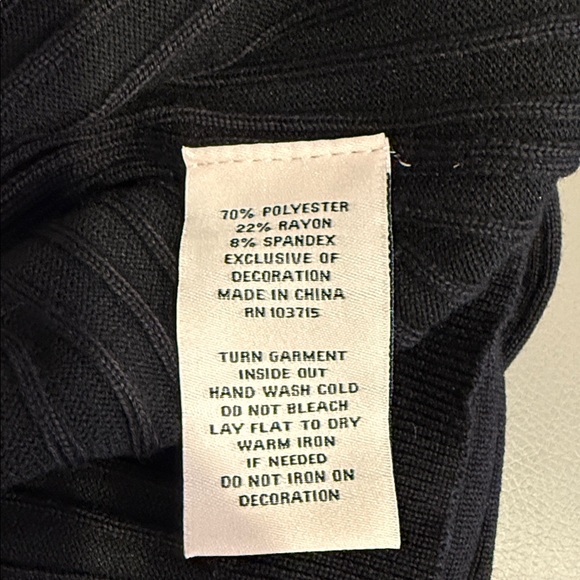 Nanette LePore Black Ribbed Pearl Button-Up Sweater Size Large - Picture 5 of 5